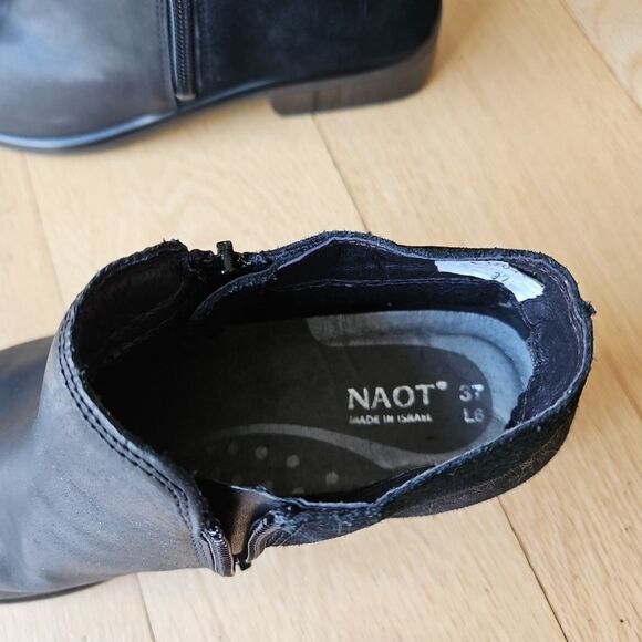 NAOT Helm Black Leather with Suede Ankle Boots Booties - Womens‎ Size EU 37 US 6 - Picture 5 of 12